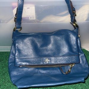 OrYany Deep Blue leather purse with zipper flap compartment